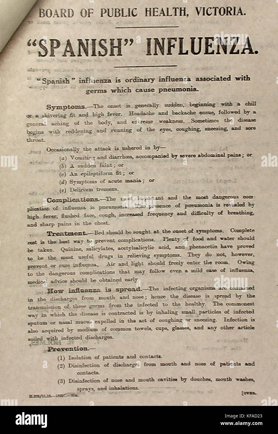 Spanishinfluenzavictoria Foto Stock