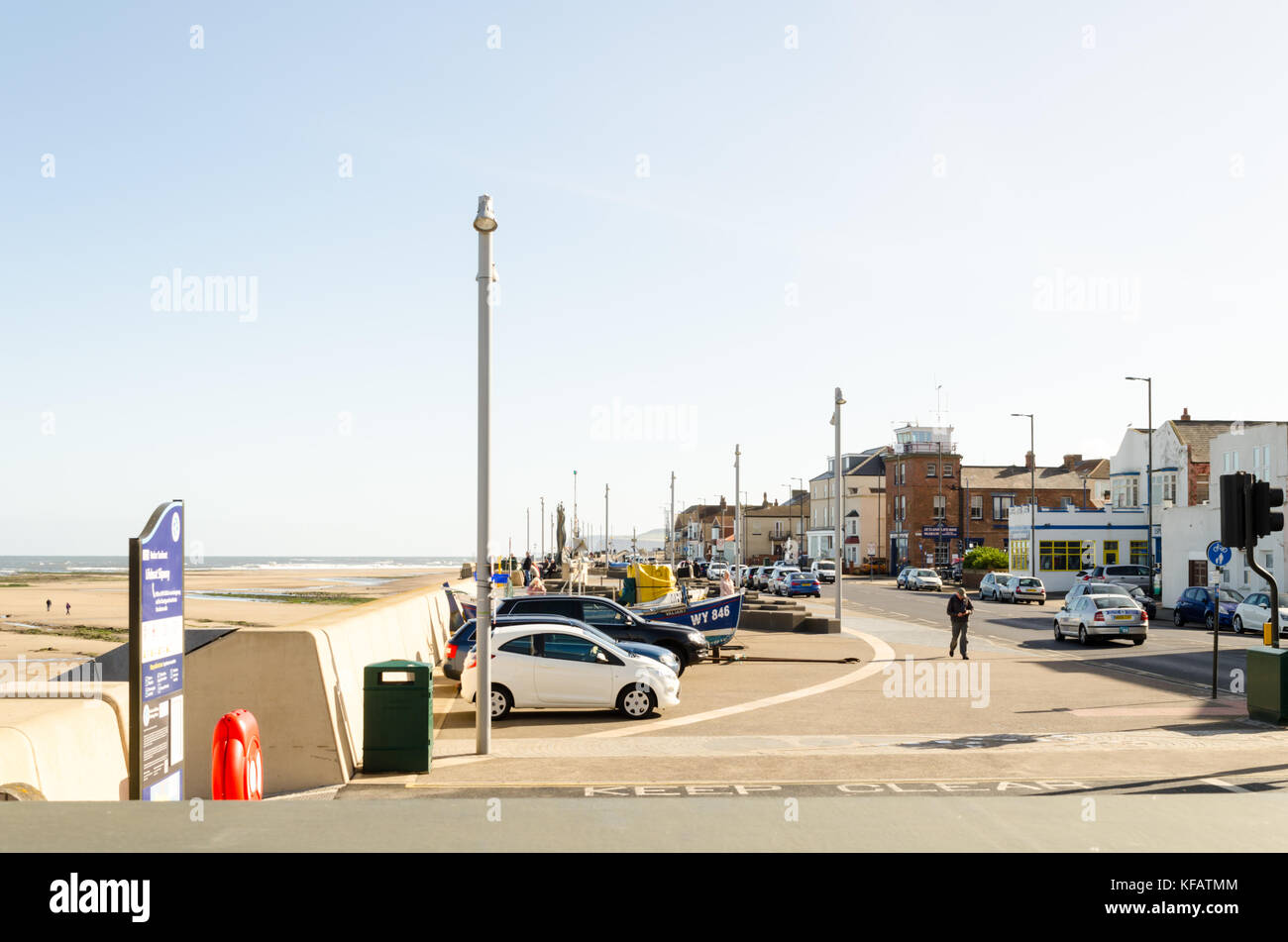 Vista Southeasterly lungo Redcar Esplanade Foto Stock