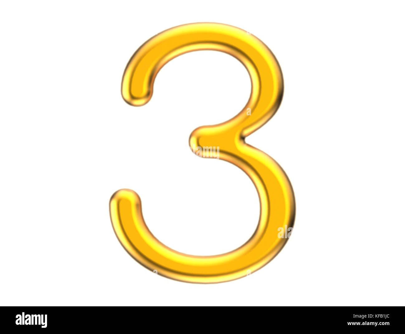 3D render golden numero 3, sottile e texture plastica 3D figura design Foto Stock