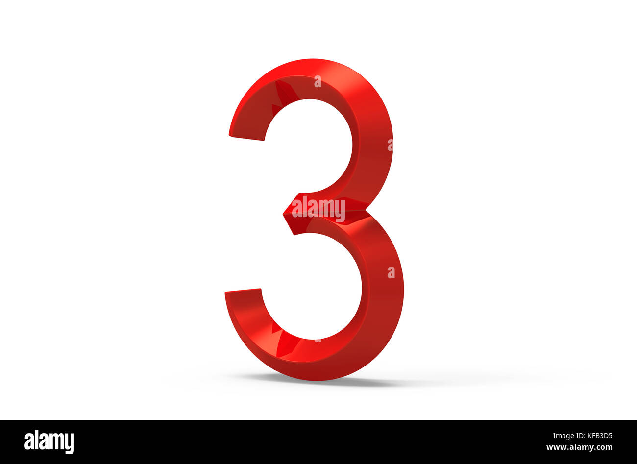 3D render smussata rosso numero 3, retrò 3D figura design Foto Stock
