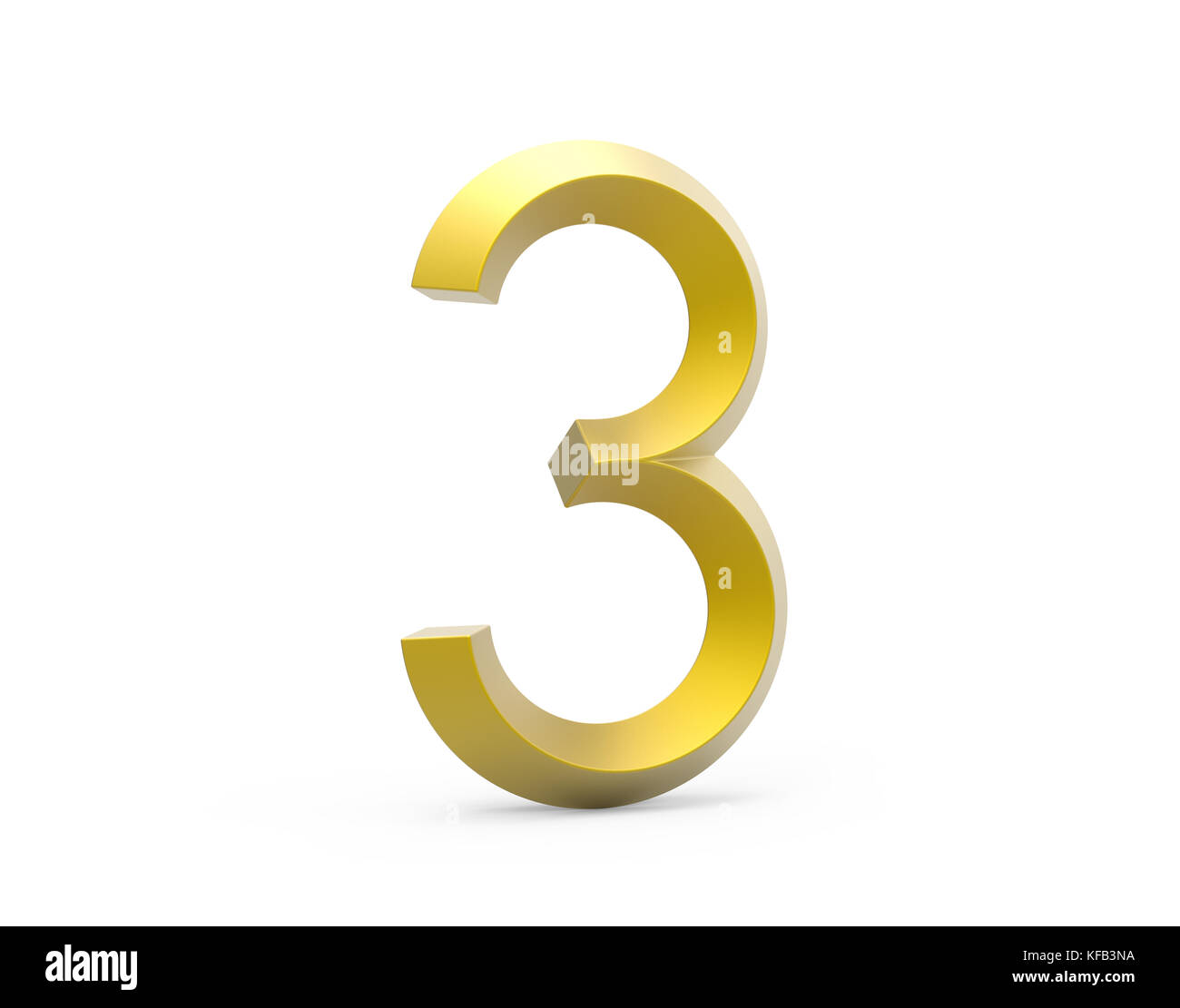 3D render golden smussate numero 3, retrò 3D figura design Foto Stock