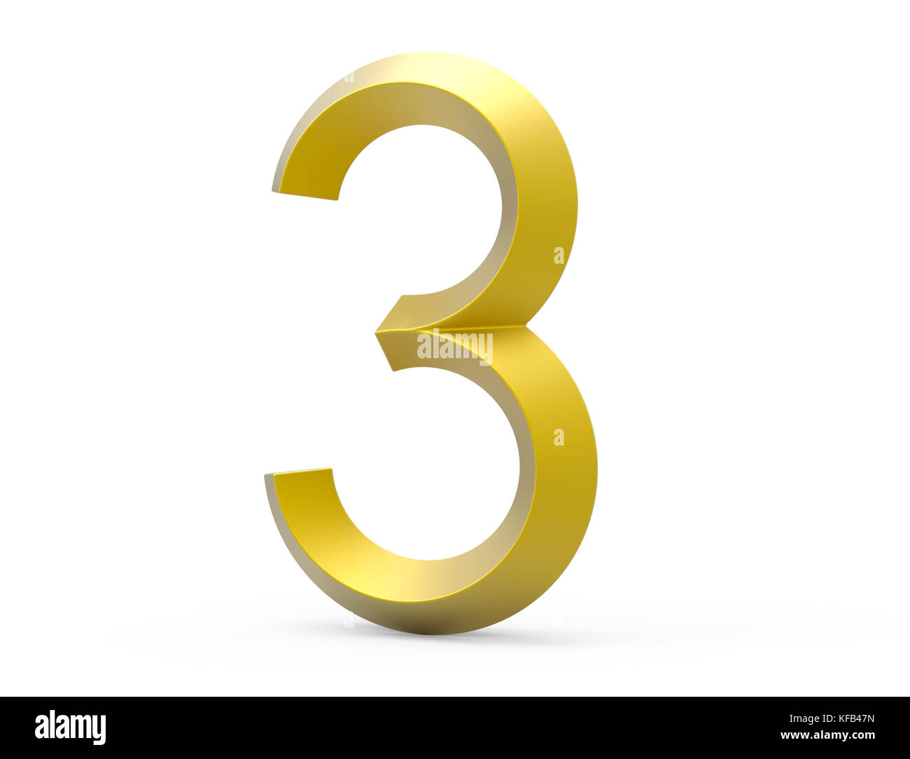 3D render golden smussate numero 3, retrò 3D figura design Foto Stock