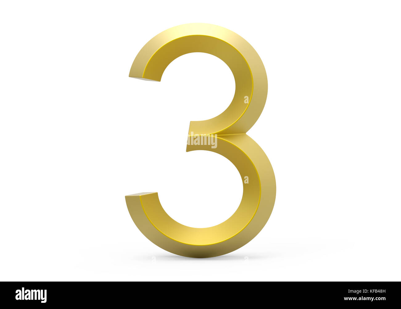 3D render golden smussate numero 3, retrò 3D figura design Foto Stock