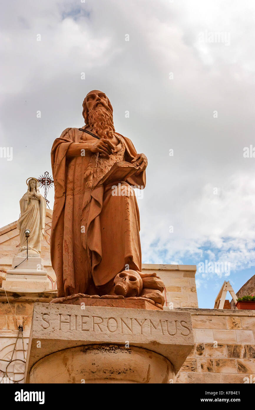 Statua di San Girolamo a Betlemme Foto Stock