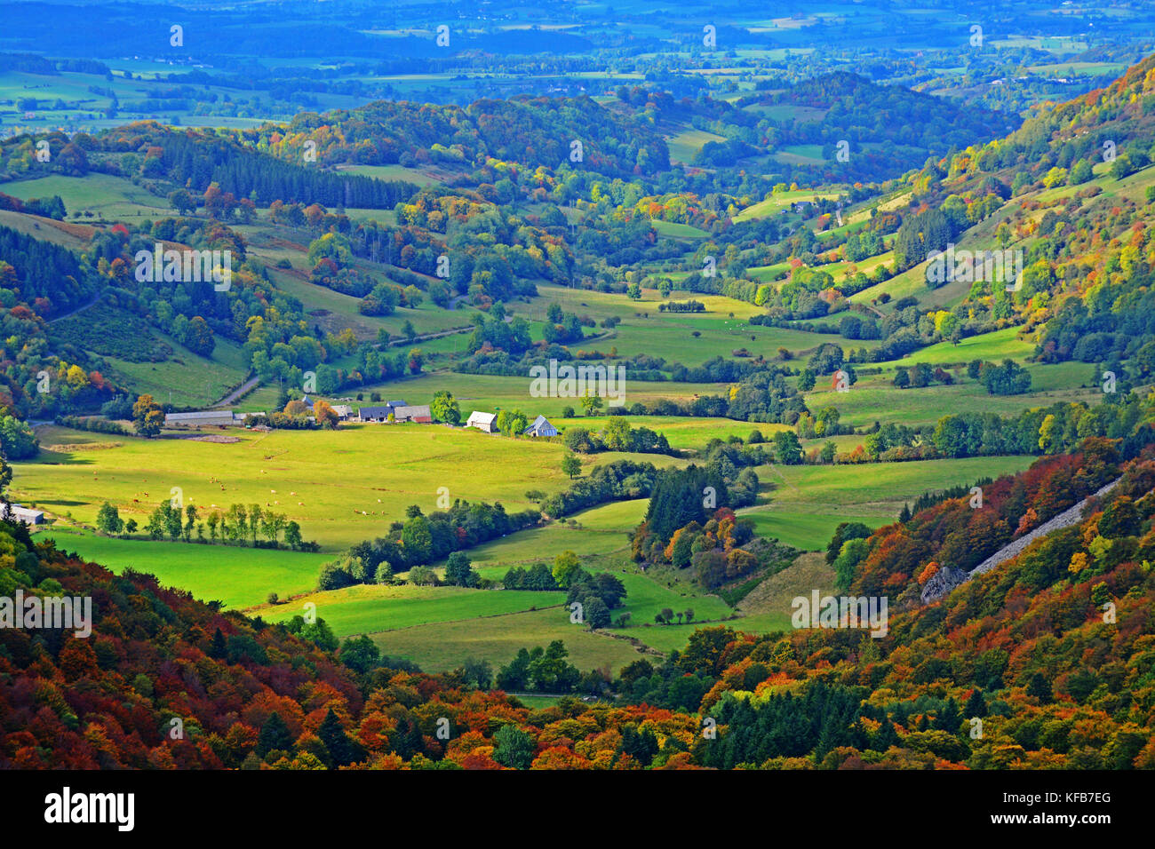 Fontsalade valley, Parc des Volcans d'Auvergne Puy de Dome, Auvergne-Rhone-Alpes, Francia Foto Stock