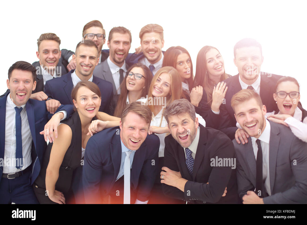 Un gruppo di giovani felice la gente di affari in una riunione in ufficio Foto Stock