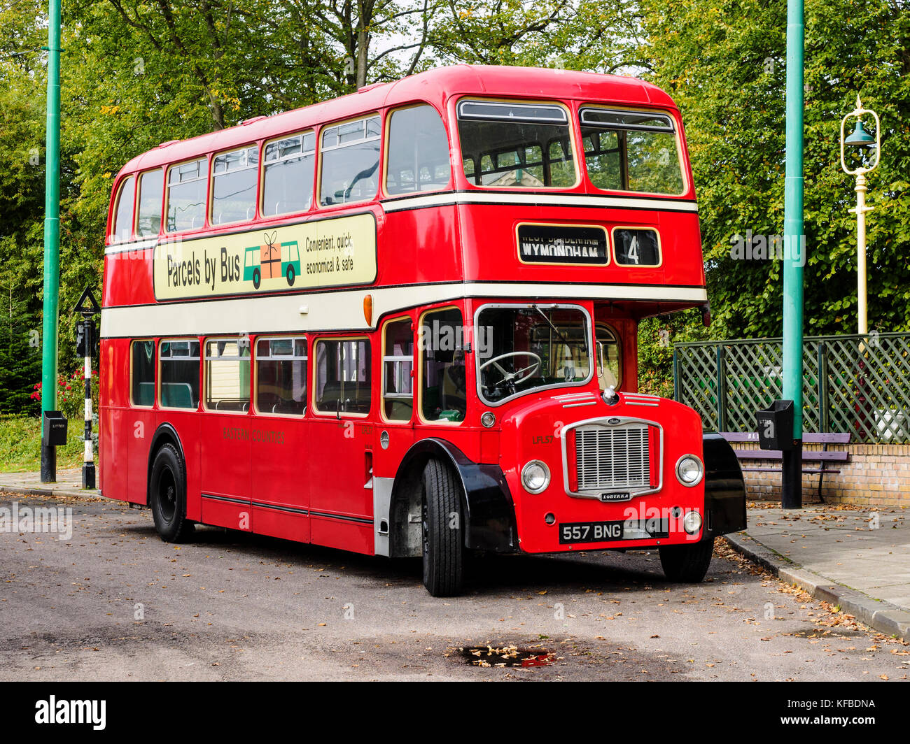 Contee est omnibus Company 1964 Bristol Lodekka FL autobus alla East Anglian Transport Museum a Carlton Colville vicino Lowestoft. Foto Stock
