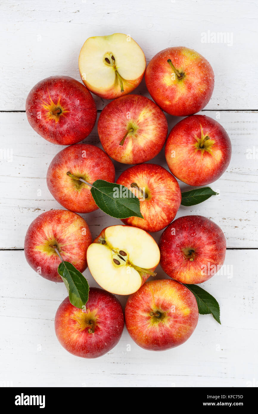 Mele apple frutta frutto rosso formato ritratto vista dall'alto il cibo Foto Stock