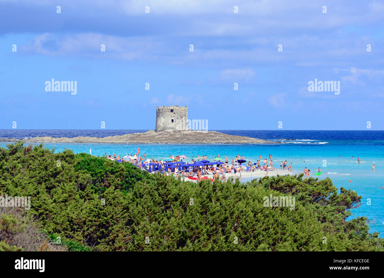 Turisti e ombrelloni sulla spiaggia della Pelosa, Stintino, Parco Nazionale  dell'Asinara, provincia di Sassari, Sardegna, Italia, Europa Foto stock -  Alamy