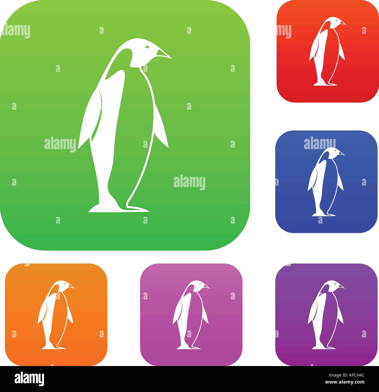 Pinguino reale set color collection Illustrazione Vettoriale