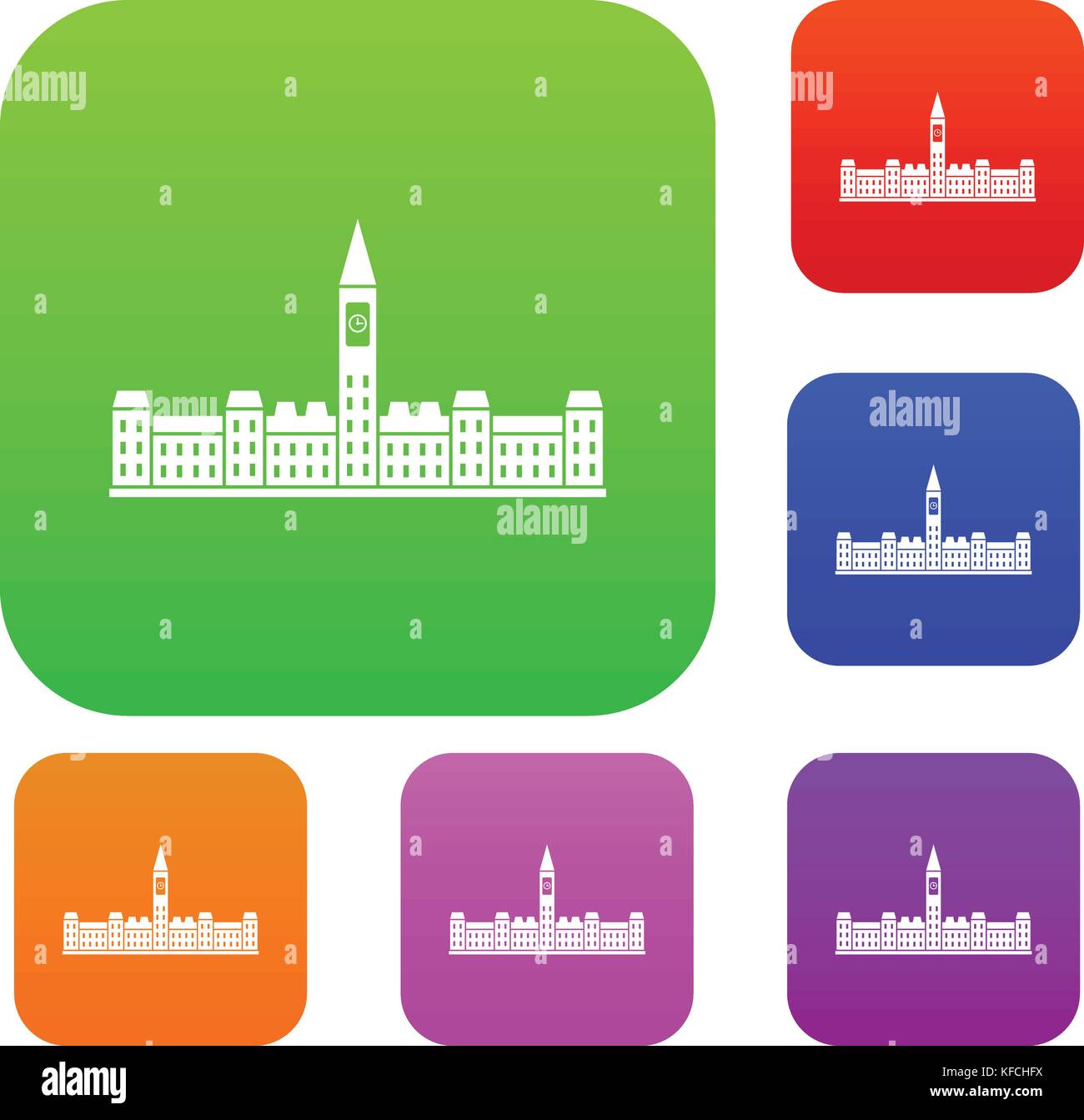 Il palazzo del parlamento del Canada set color collection Illustrazione Vettoriale