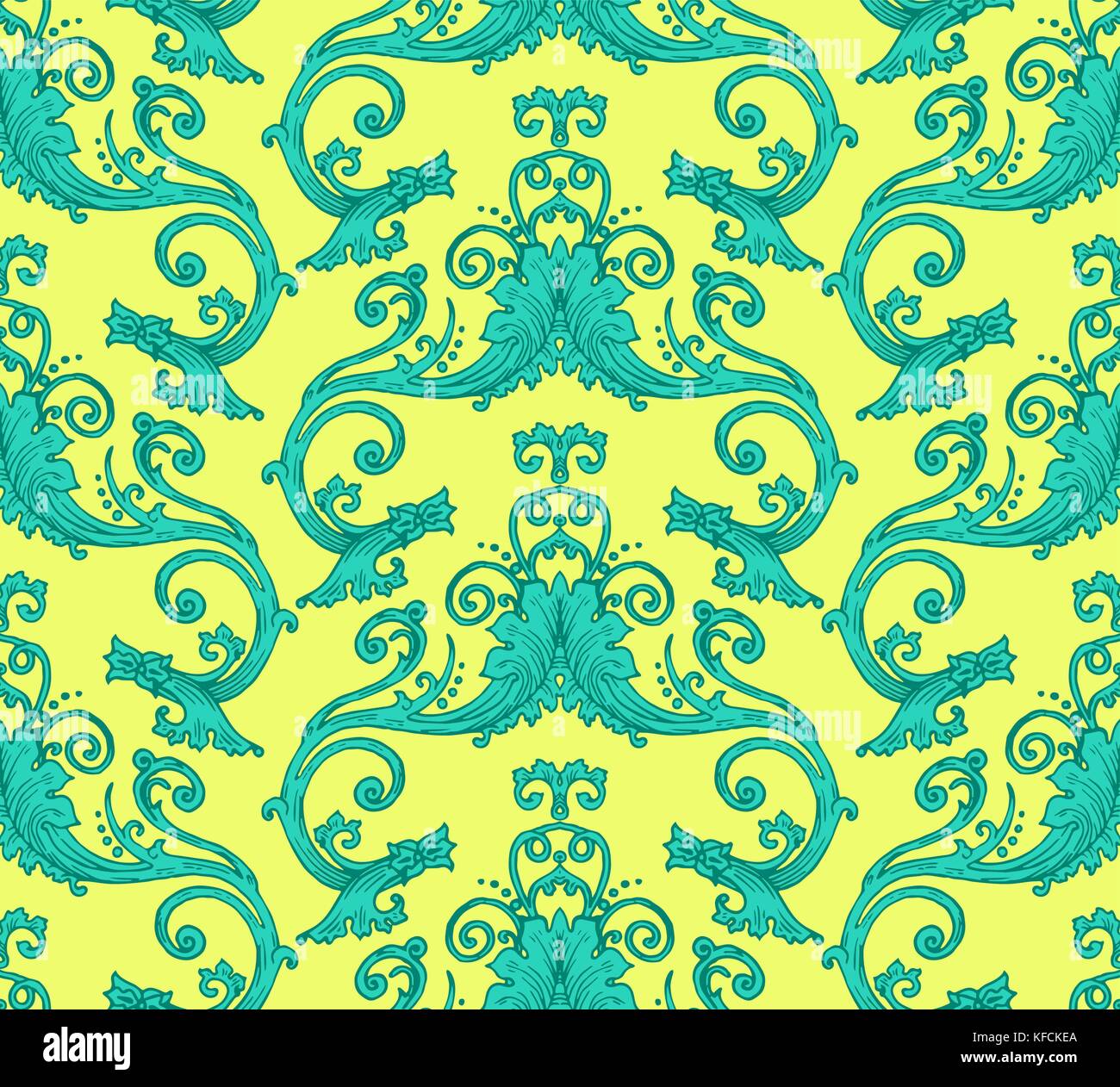 Vettore luminoso vittoriano antichi seamless pattern, fatta di floral retrò volute Illustrazione Vettoriale