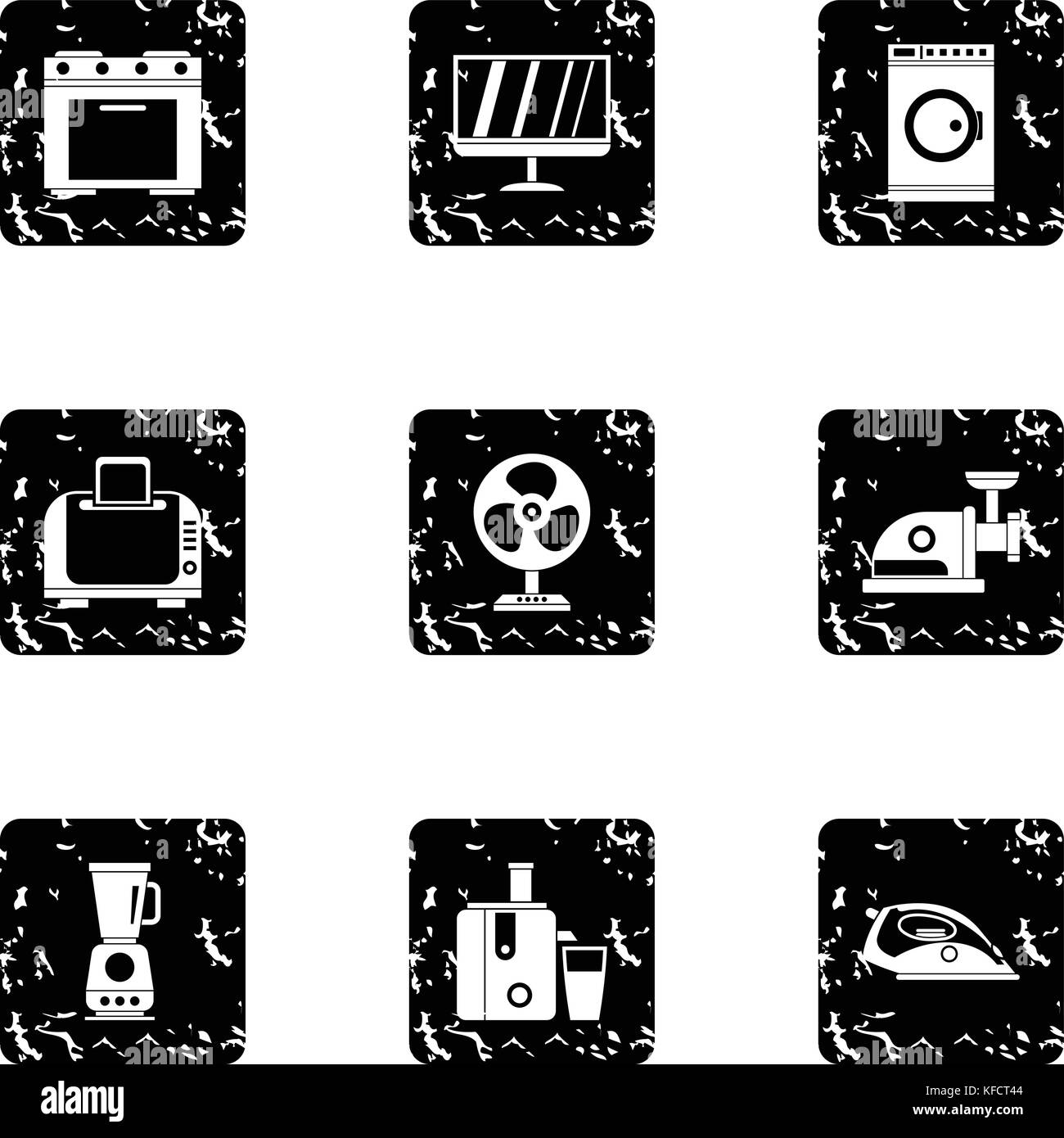 Elettrodomestici set di icone, stile grunge Illustrazione Vettoriale