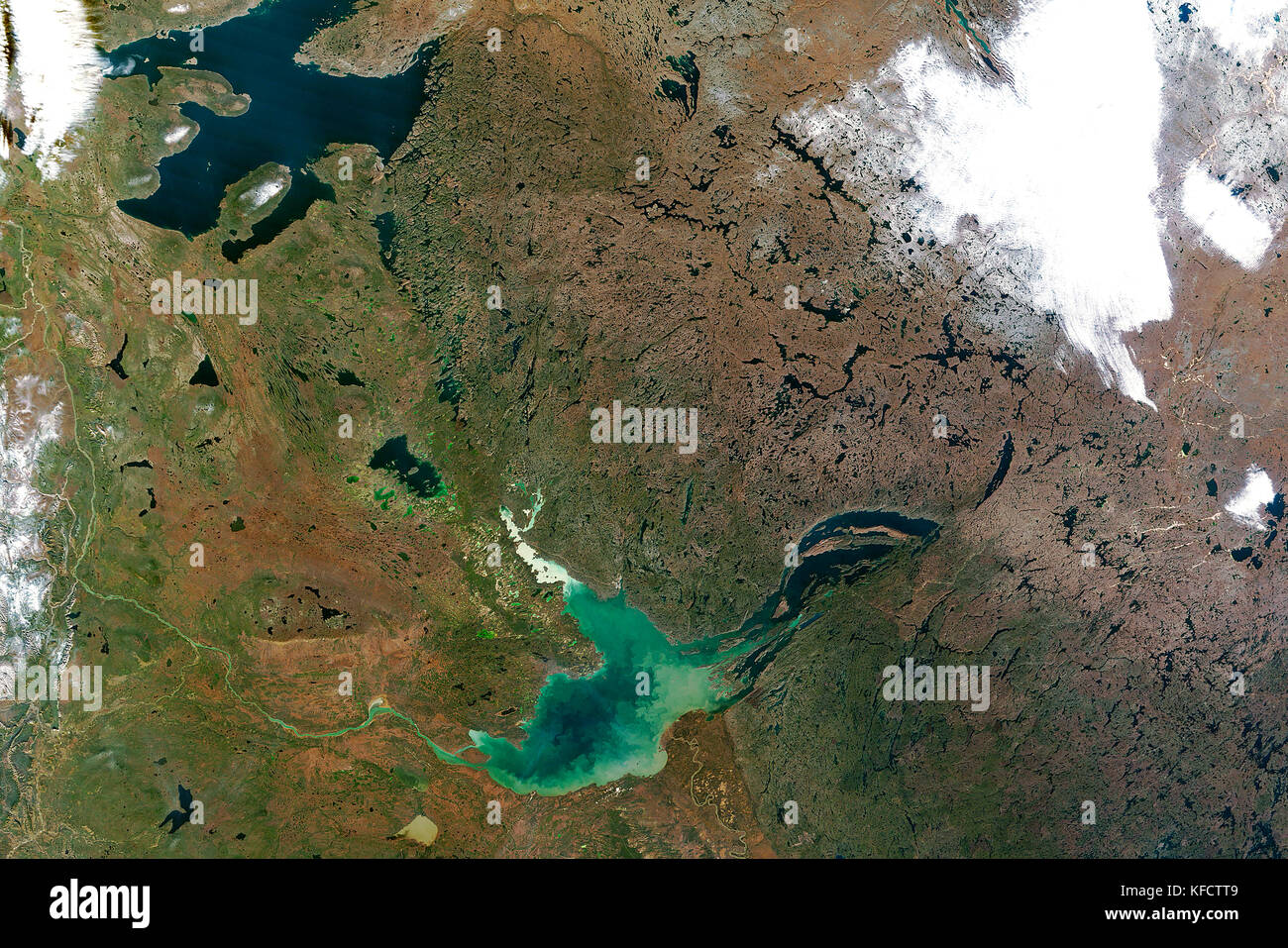 Nothern Canada tundra come visto dallo spazio Foto Stock