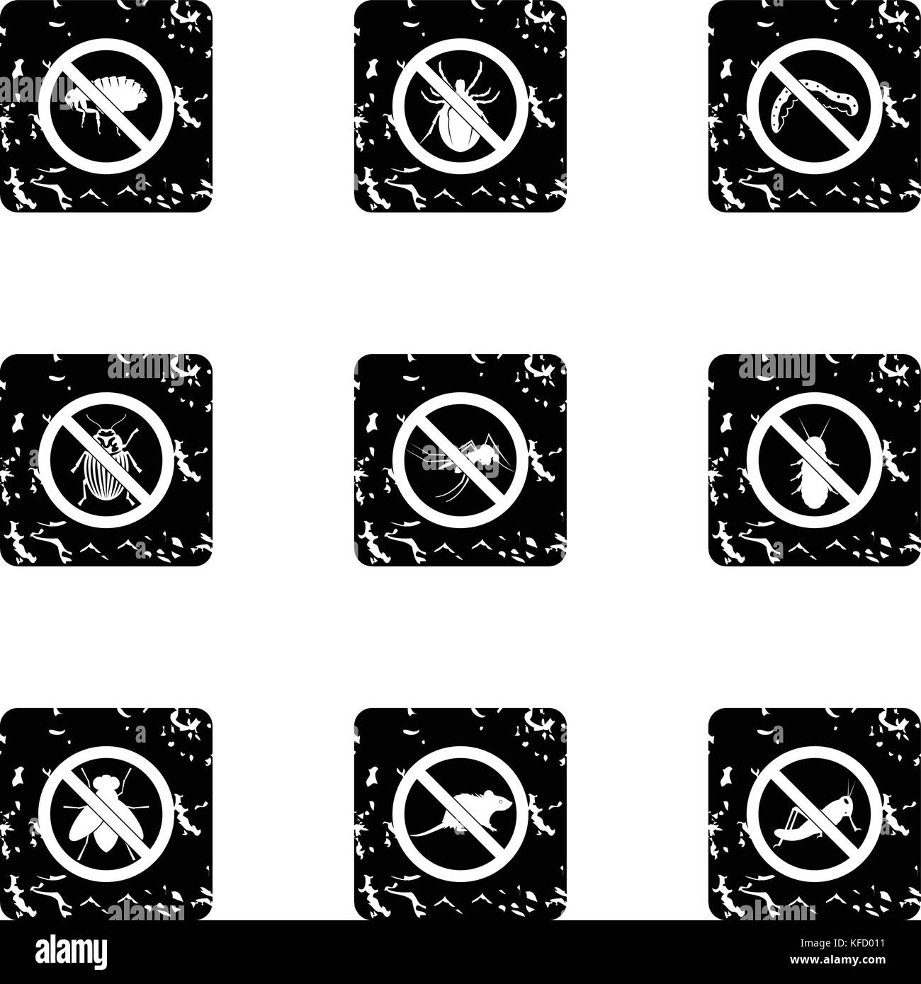 Segni di insetti set di icone, stile grunge Illustrazione Vettoriale