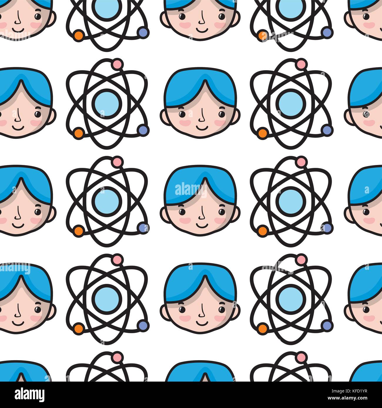 Fisica atomo di orbita con ragazzo sfondo dello studente Illustrazione Vettoriale