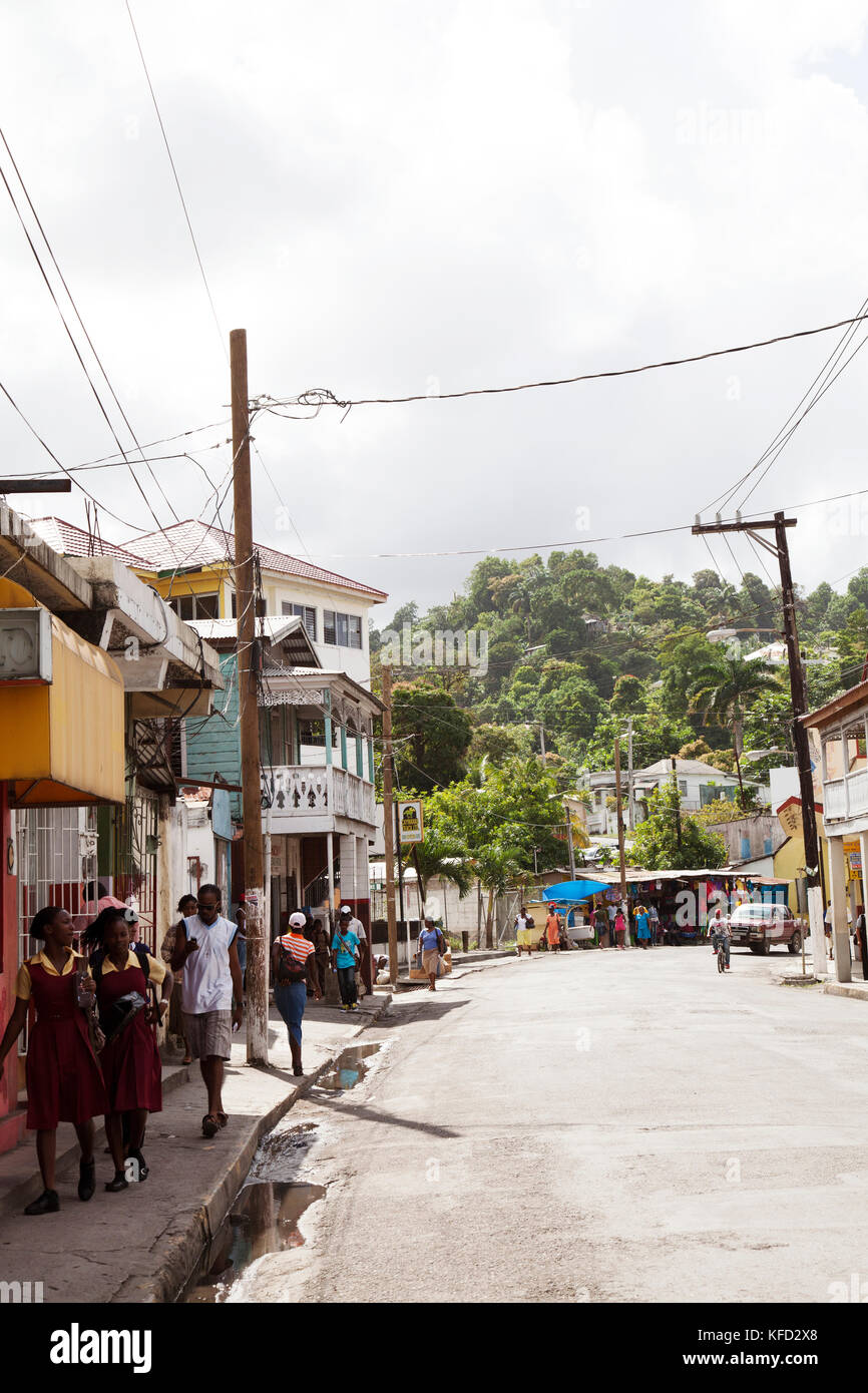 Giamaica, Port Antonio. Vista del centro della città di Port Antonio. Foto Stock