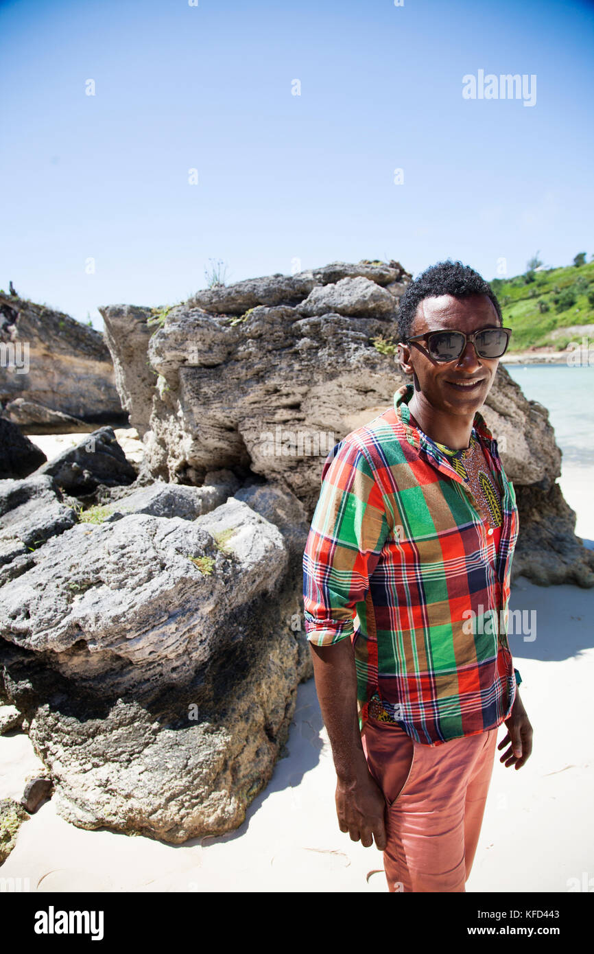 BERMUDA. Lo Chef Marcus Samuelsson al Princess Beach Club. Al riparo su Sinky Bay, una baia privata sulle spiagge del sud in esclusiva per gli ospiti del prosciutto Foto Stock
