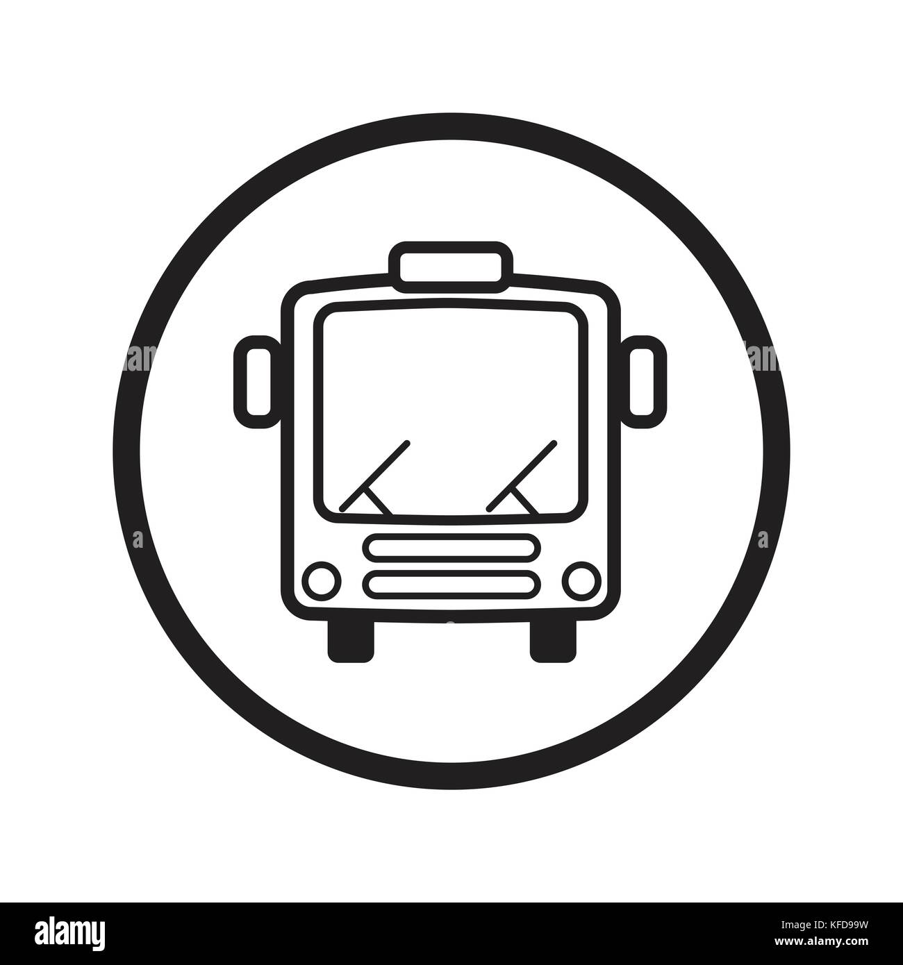 Bus lineare, l'icona trasporto simbolo iconico all'interno di un cerchio, su sfondo bianco. vettore design iconico. Illustrazione Vettoriale