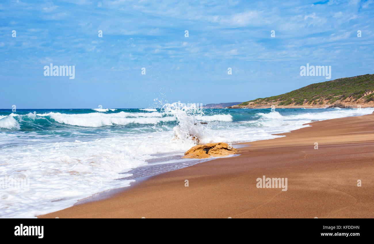 Vista sulla spiaggia di Piscinas ad Arbus, Sardegna, Italia Foto Stock