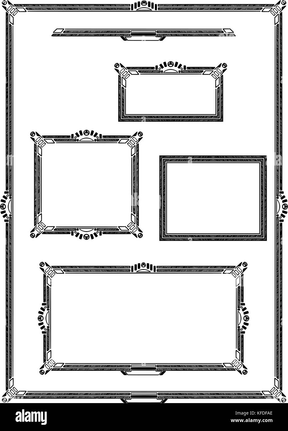 Set di varie artistica cornice ornamentale design etichetta nello stesso stile. Illustrazione Vettoriale