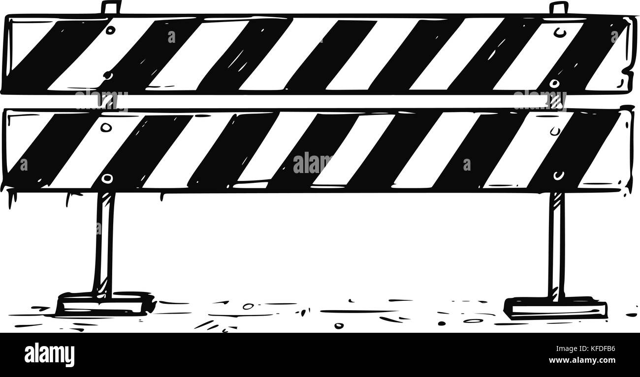 Vettore di disegno di strada chiusa deviazione segno di blocco Illustrazione Vettoriale