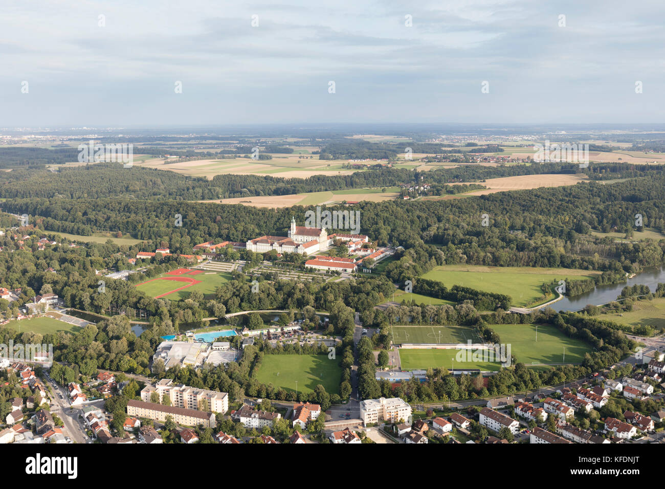 Vista aerea di Fürstenfeld Abbey, Fürstenfeldbruck, Baviera, Germania Foto Stock