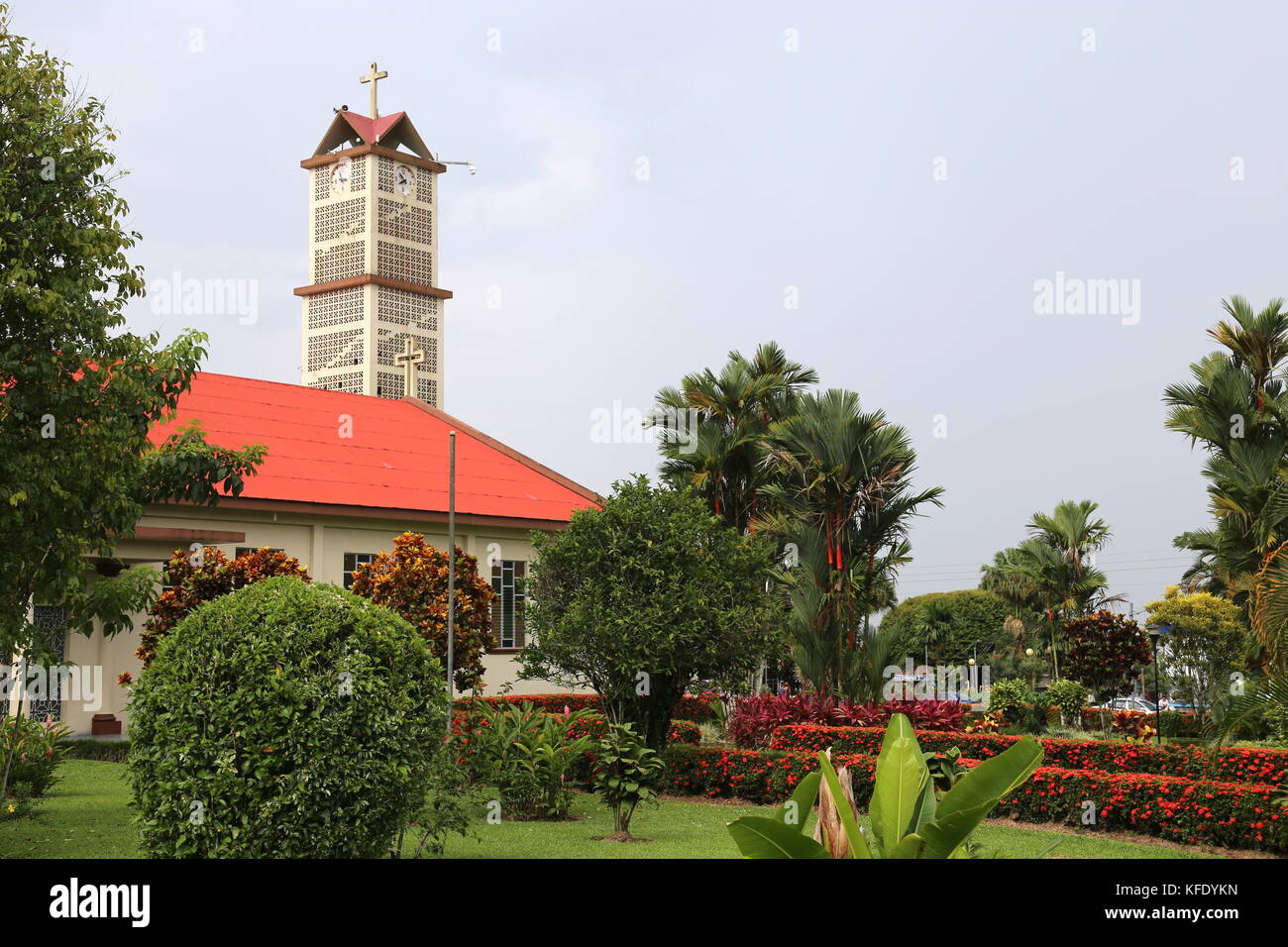 La Iglesia de San Juan Bosco, Calle 470, La Fortuna, provincia di Alajuela, Costa Rica, America Centrale Foto Stock