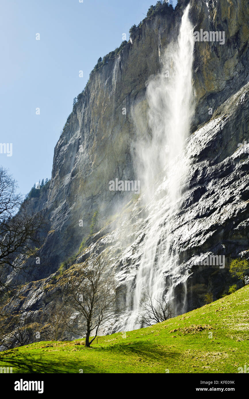 Cascate staubbach in lauterbrunnen, Svizzera Foto Stock