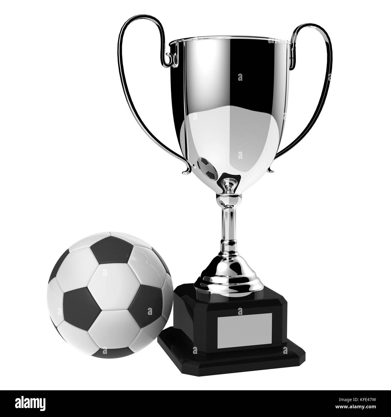 Soccer Silver Award Trophy isolato su sfondo bianco con percorso di clipping. Foto Stock