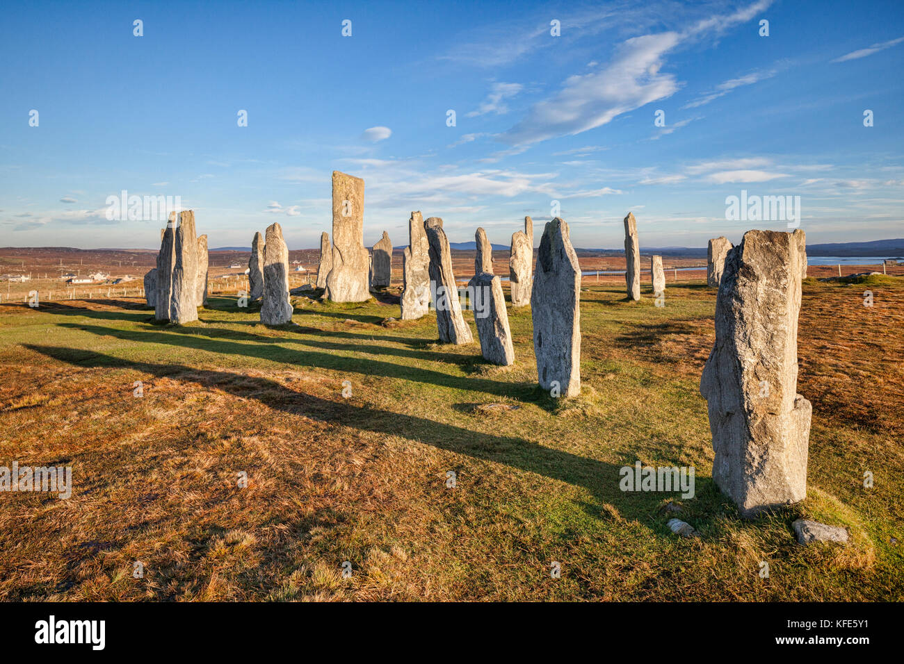 Serata autunnale presso il cerchio di pietre di callanish, isola di Lewis, Western Isles, Ebridi Esterne, Scotland, Regno Unito Foto Stock