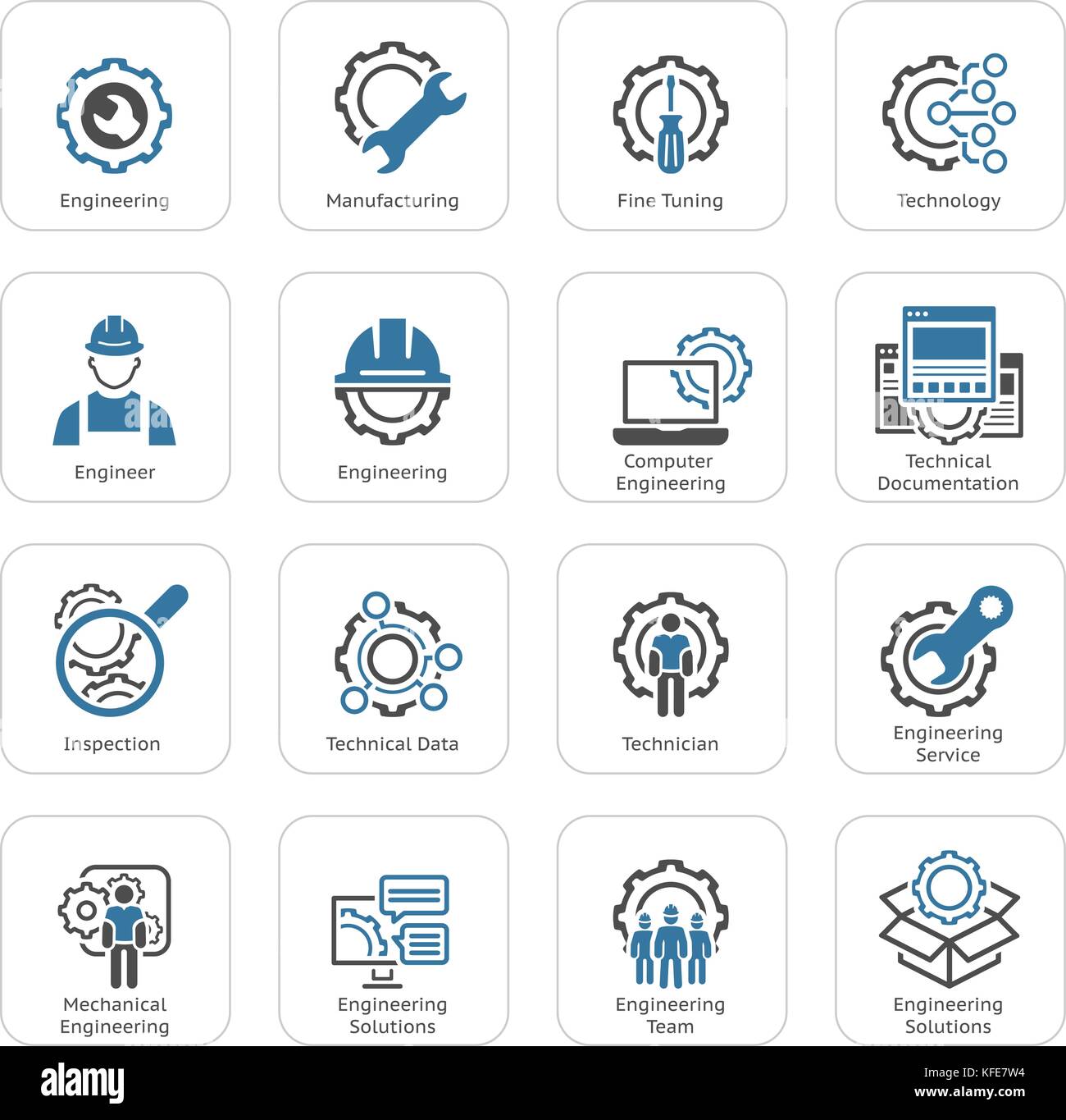 Linea di icone di ingegneria Illustrazione Vettoriale