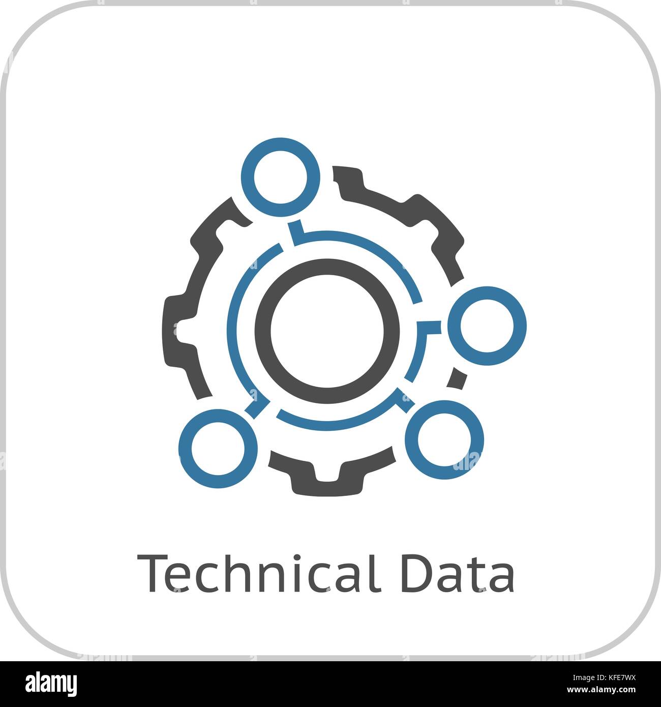 Dati tecnici icona. Ingranaggio e opzione punti. Simbolo di ingegneria. Illustrazione Vettoriale