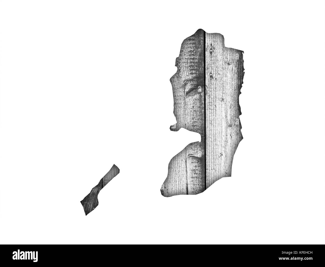 Mappa della Palestina su legno stagionato Foto Stock