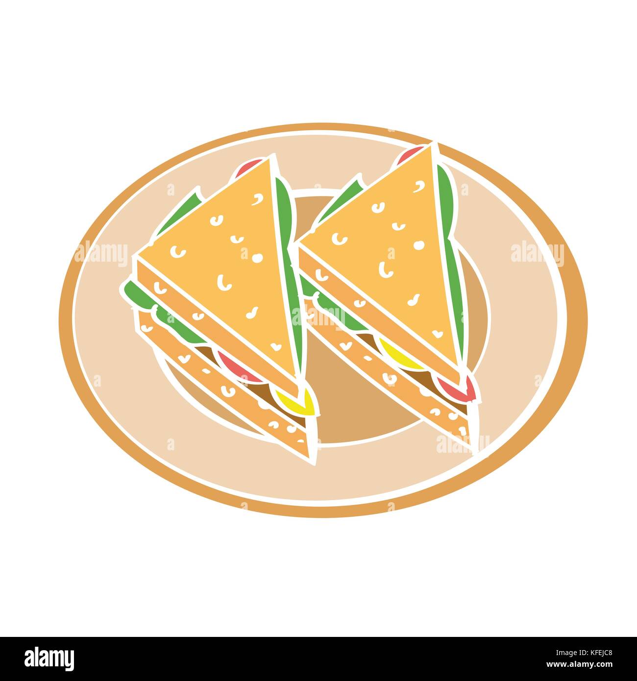 Illustrazione del sandwich, isolati su sfondo bianco - illustrazione vettoriale Illustrazione Vettoriale