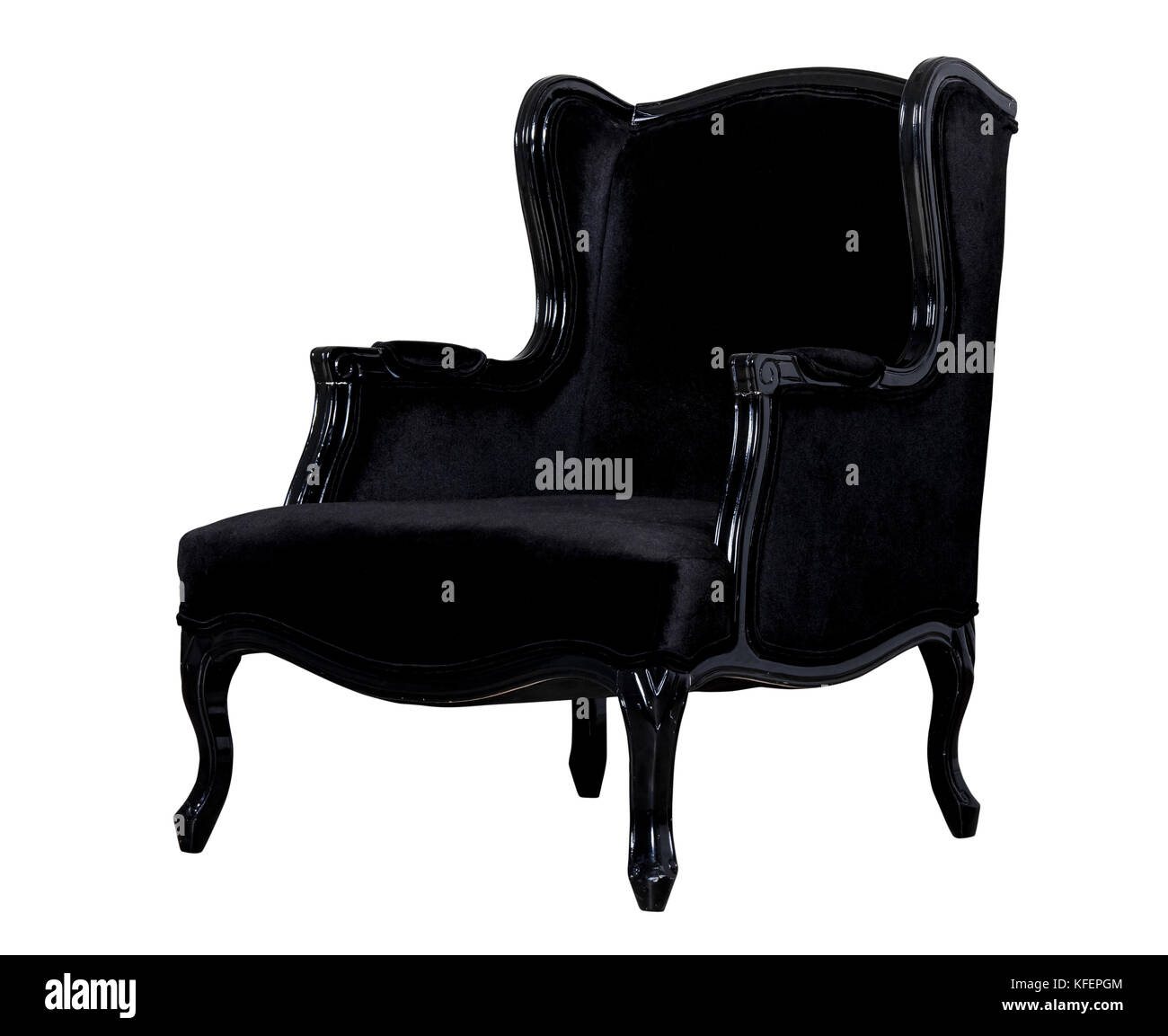 Tessuto nero sedia classica isolato Foto Stock