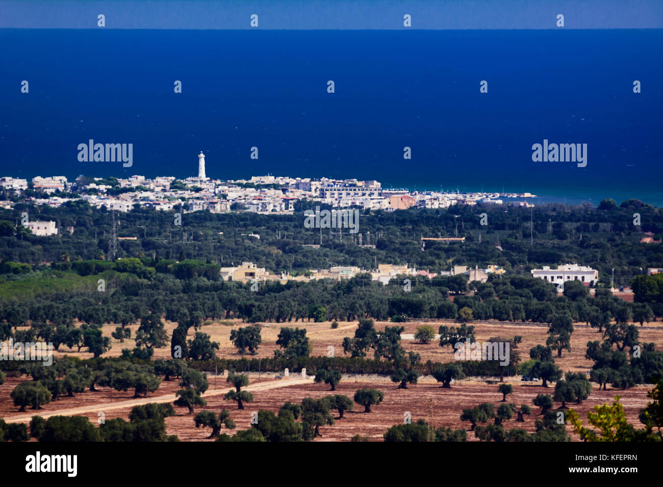 Torre Canne terme e il suo faro Foto Stock