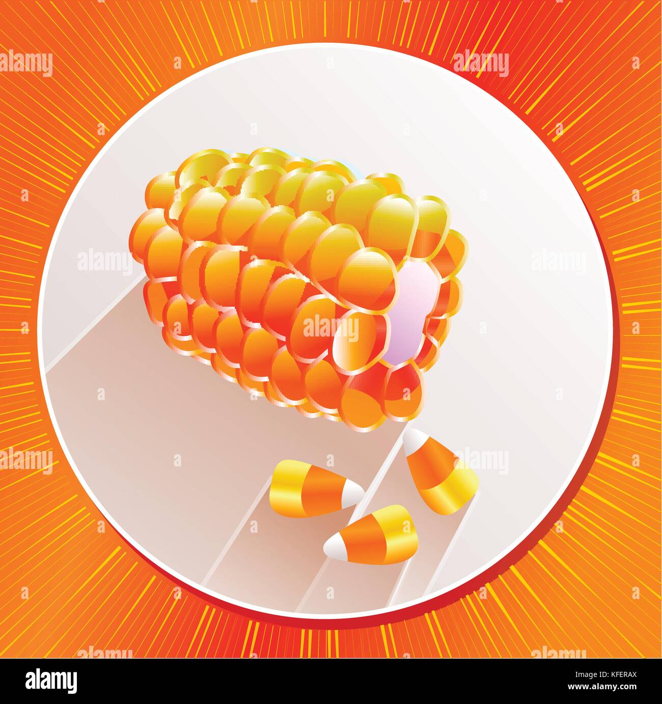 Icona di cereali caramellati in forma di grano e grani di mais. Icona in stile lineare Illustrazione Vettoriale