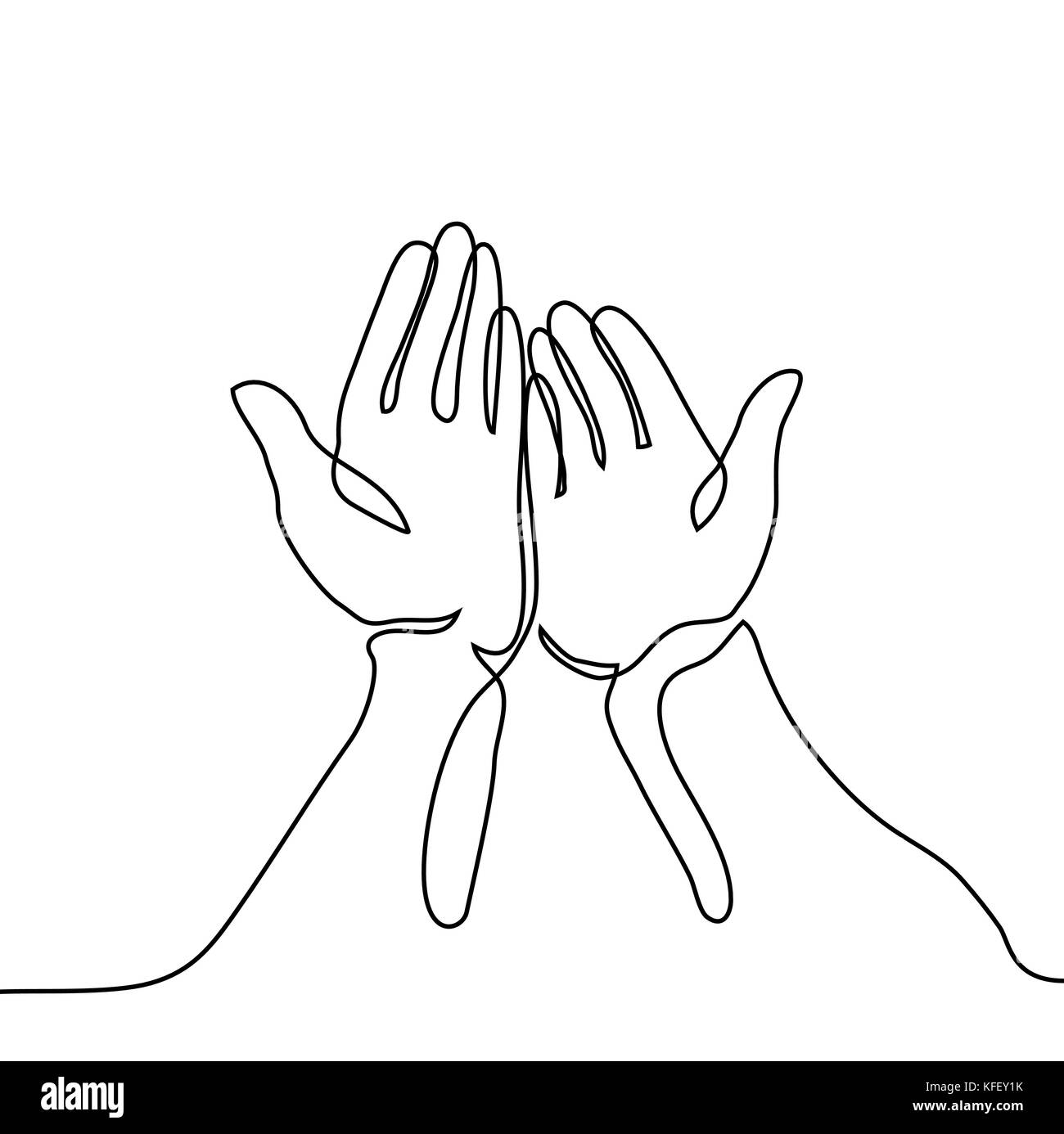 Le palme delle mani insieme. Rappresentazione in linea continua. Illustrazione Vettoriale Illustrazione Vettoriale