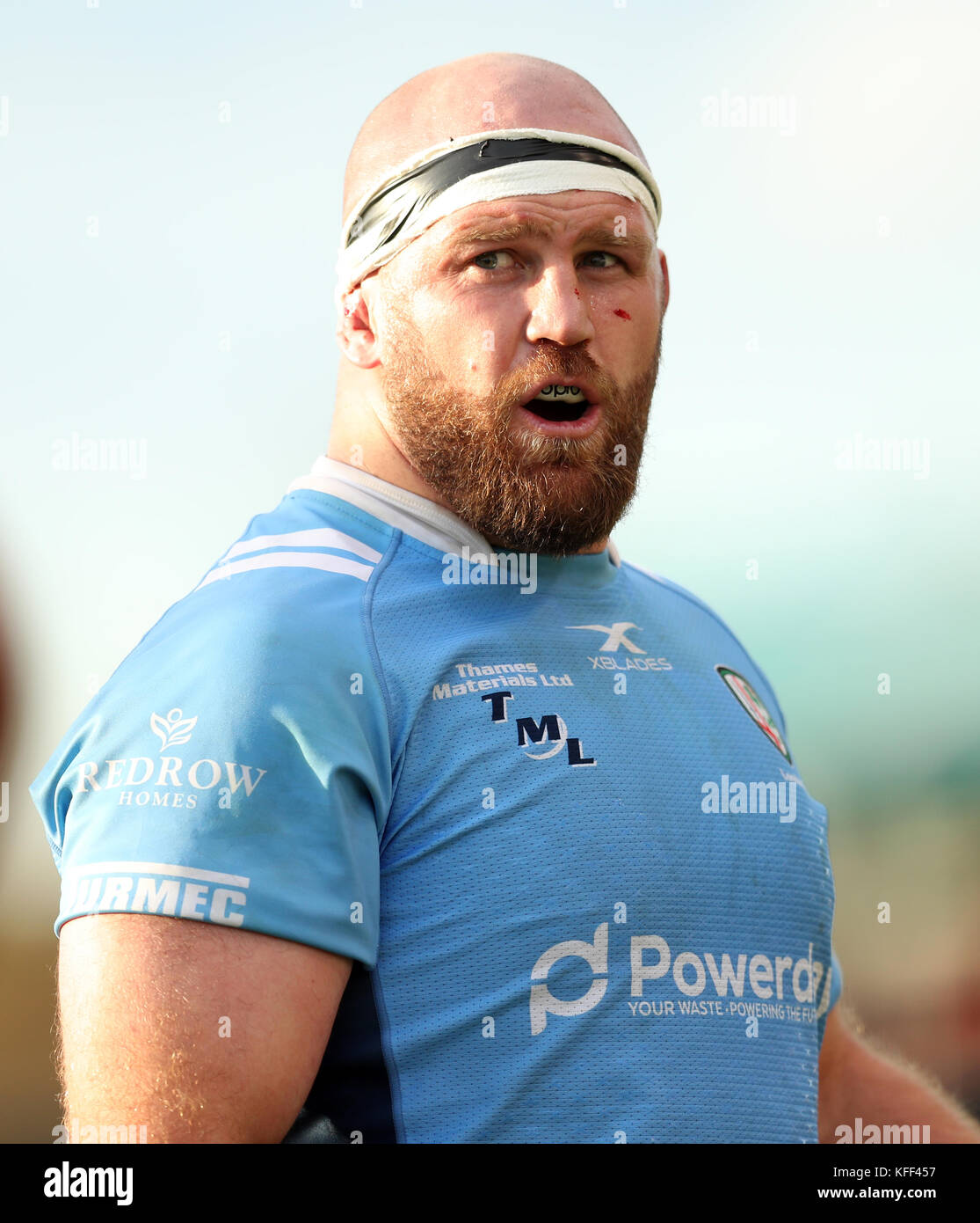 Londra Irish's ben Franks durante la partita Aviva Premiership ad Allianz Park, Londra. PREMERE ASSOCIAZIONE foto. Data immagine: Sabato 28 ottobre 2017. Vedi PA storia RUGBYU Saracens. Il credito fotografico dovrebbe essere: Adam Davy/PA Wire. Foto Stock