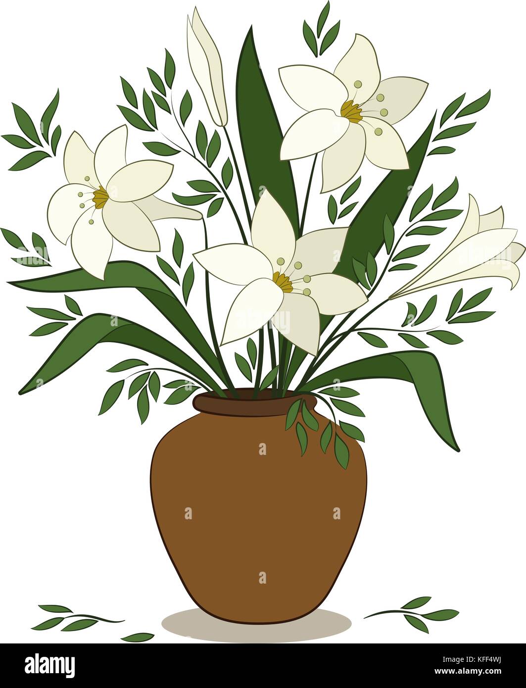 Gigli fiori in un vaso Illustrazione Vettoriale