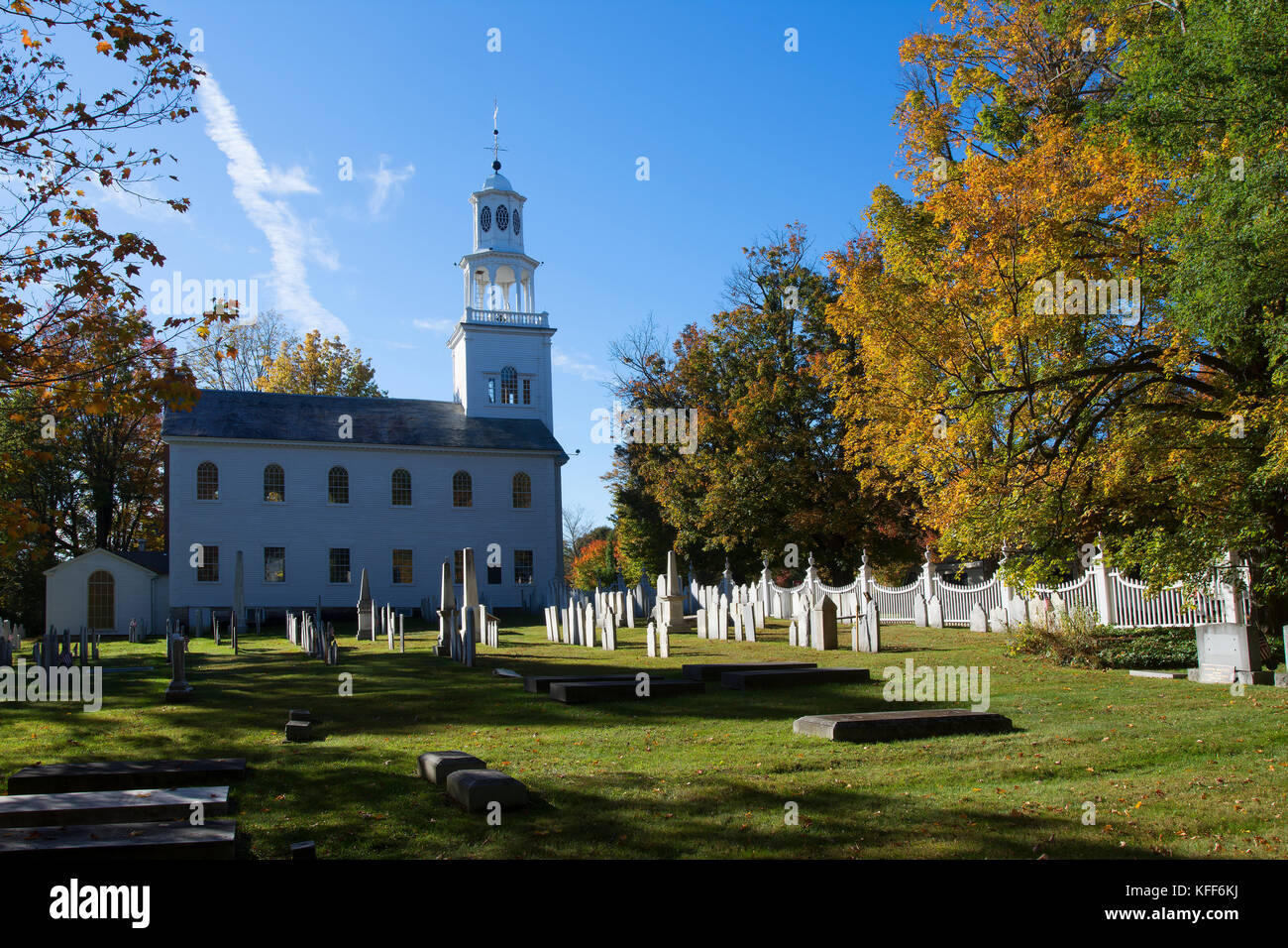 Centro storico della prima chiesa, Bennington, Vermont, USA Foto Stock