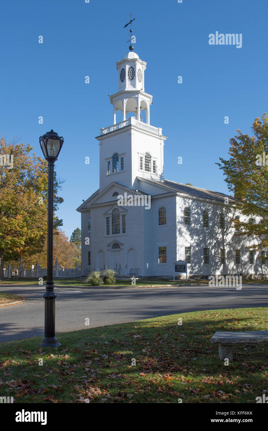 Centro storico della prima chiesa, bennington, Vermont, USA Foto Stock