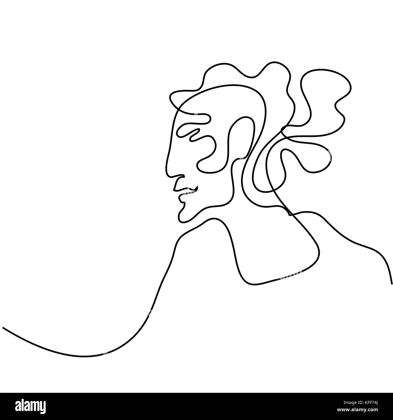 Rappresentazione in linea continua. Abstract ritratto di una donna. Illustrazione Vettoriale. Illustrazione Vettoriale