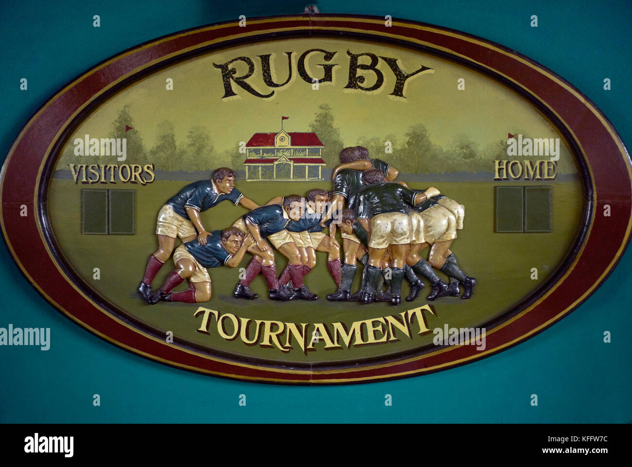 Placca da calcio Rugby antico Foto Stock