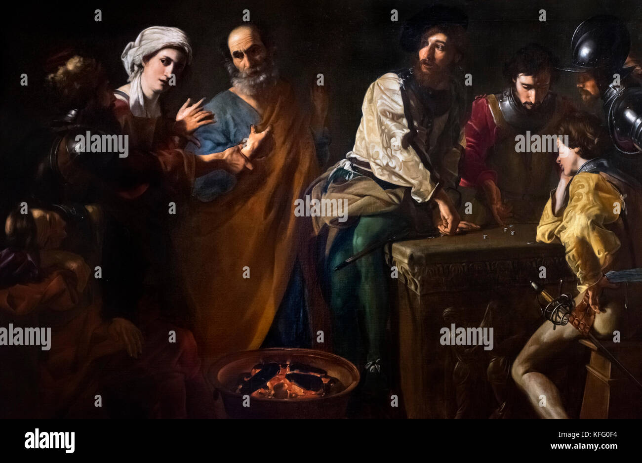 La negazione di Pietro da Nicolas Tournier (1590-1638), olio su tela, c.1630 Foto Stock