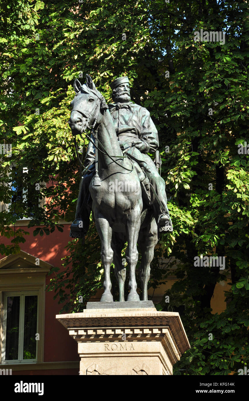 Statua di Giuseppe Garibaldi, via indipendenza, bologna, Italia Foto Stock