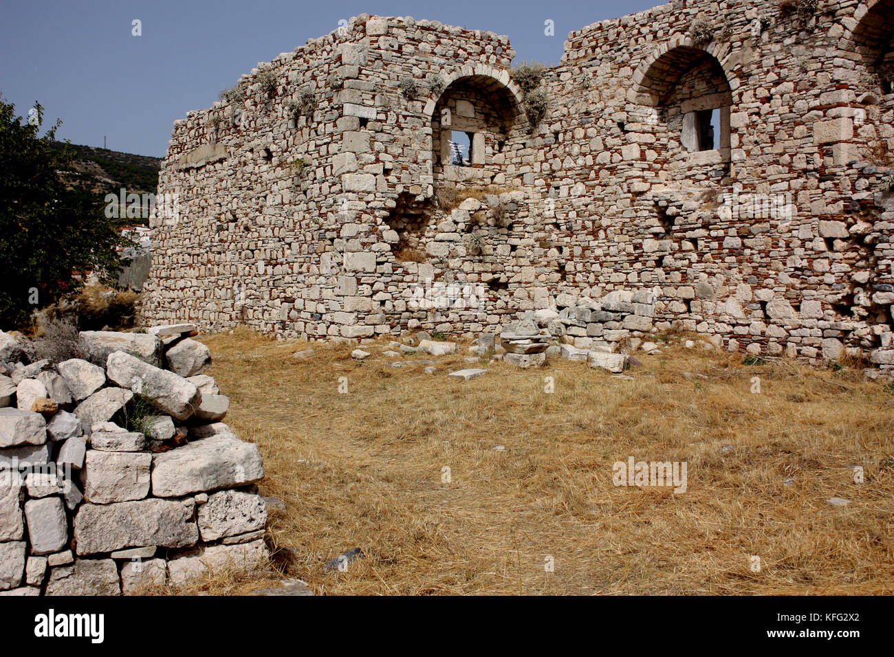 Basilica paleocristiana 'castello chiesa' in PITHAGORIO, SAMOS, ISOLE DELL' EGEO Foto Stock