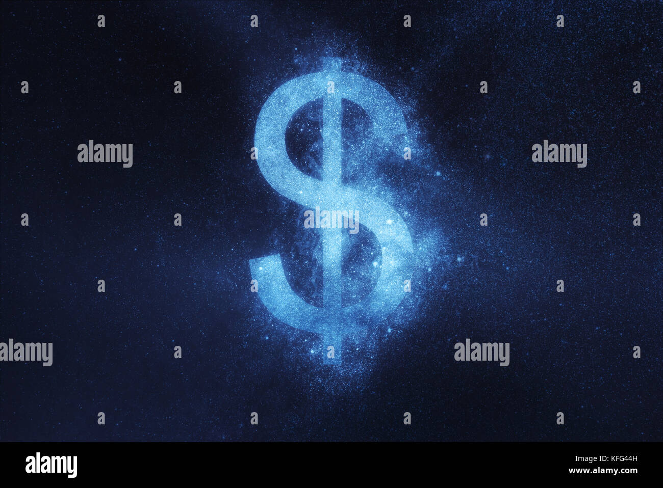 Il simbolo del dollaro, simbolo del dollaro. Abstract di notte sullo sfondo del cielo Foto Stock