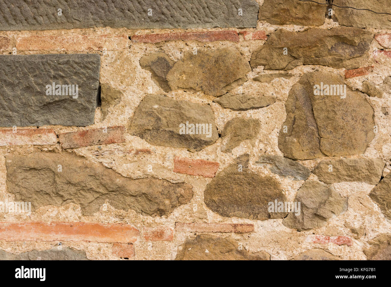 Close up di beige muro di pietra texture di superficie di sfondo Foto Stock
